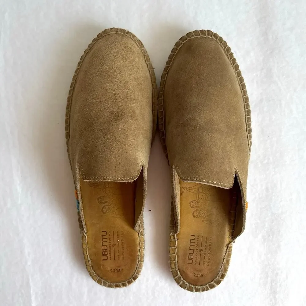 Ubuntu Life Handmade Suede Espadrille Mule Shoes Size 9.5